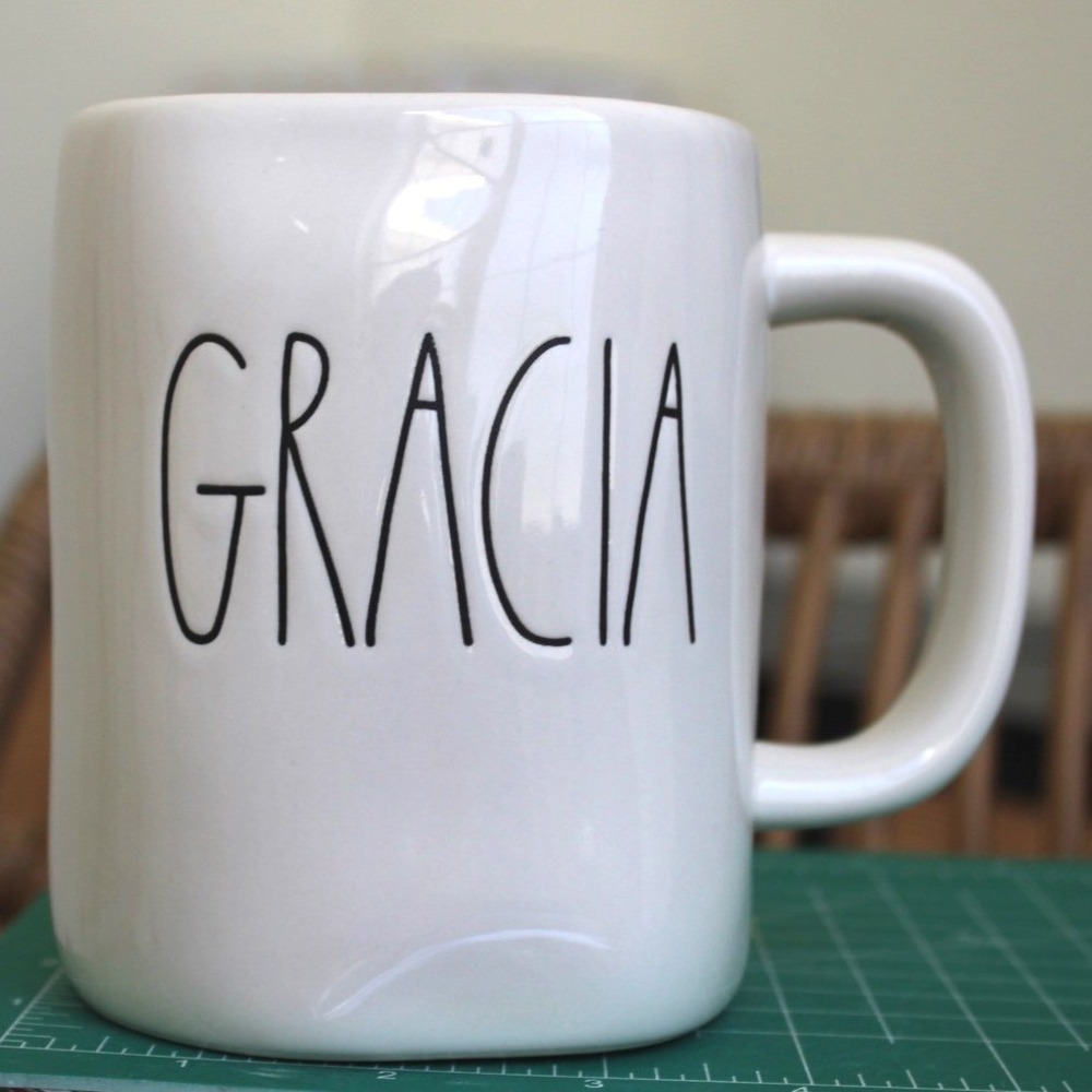 Rae Dunn‎ GRACIA Artisan Collection Magenta Ivory Ceramic Coffee Mug Large LL